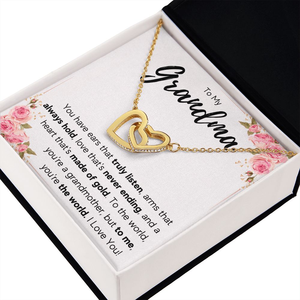 TO MY GRANDMA NEVER ENDING INTERLOCKING HEARTS NECKLACE GIFT SET