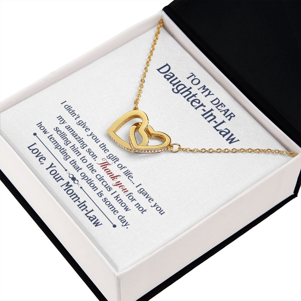 TO MY DAUGHTER IN LAW CIRCUS INTERLOCKING HEARTS NECKLACE GIFT SET