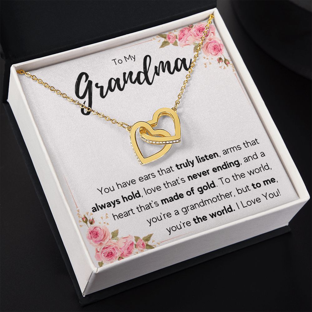 TO MY GRANDMA NEVER ENDING INTERLOCKING HEARTS NECKLACE GIFT SET