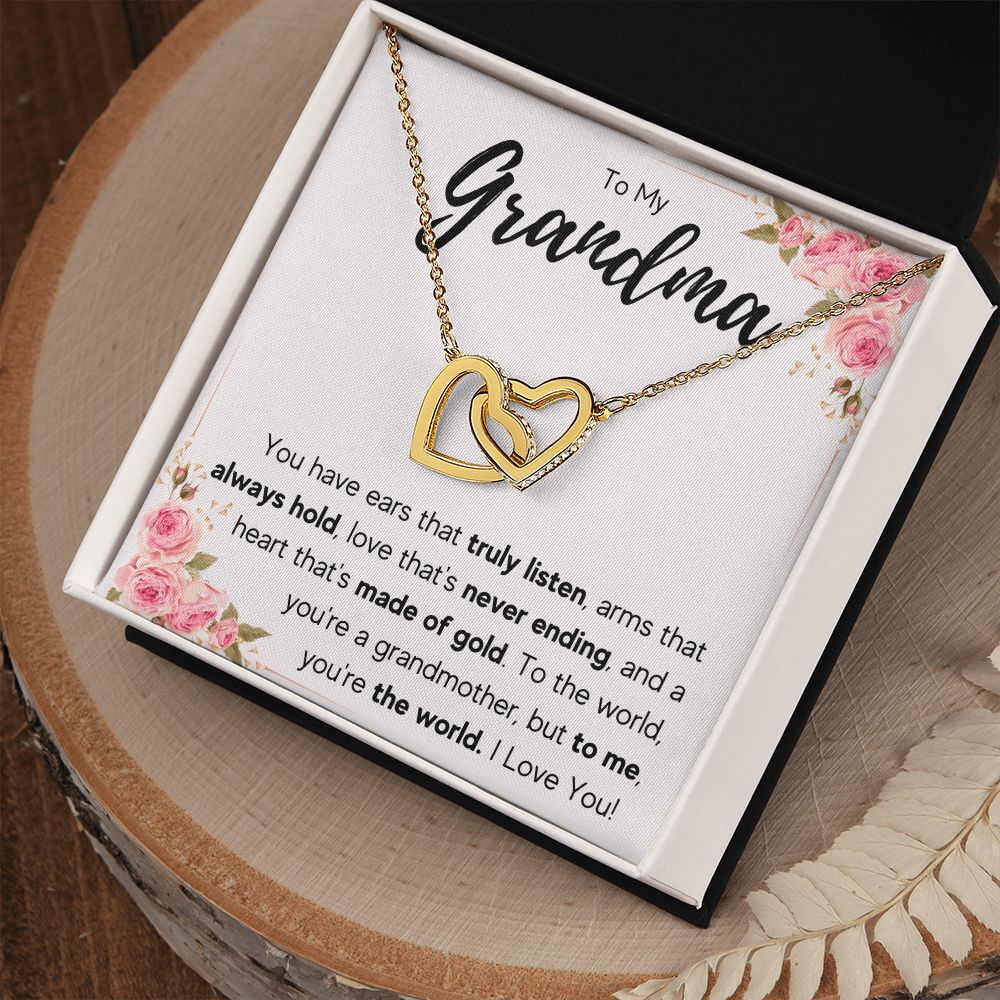 TO MY GRANDMA NEVER ENDING INTERLOCKING HEARTS NECKLACE GIFT SET