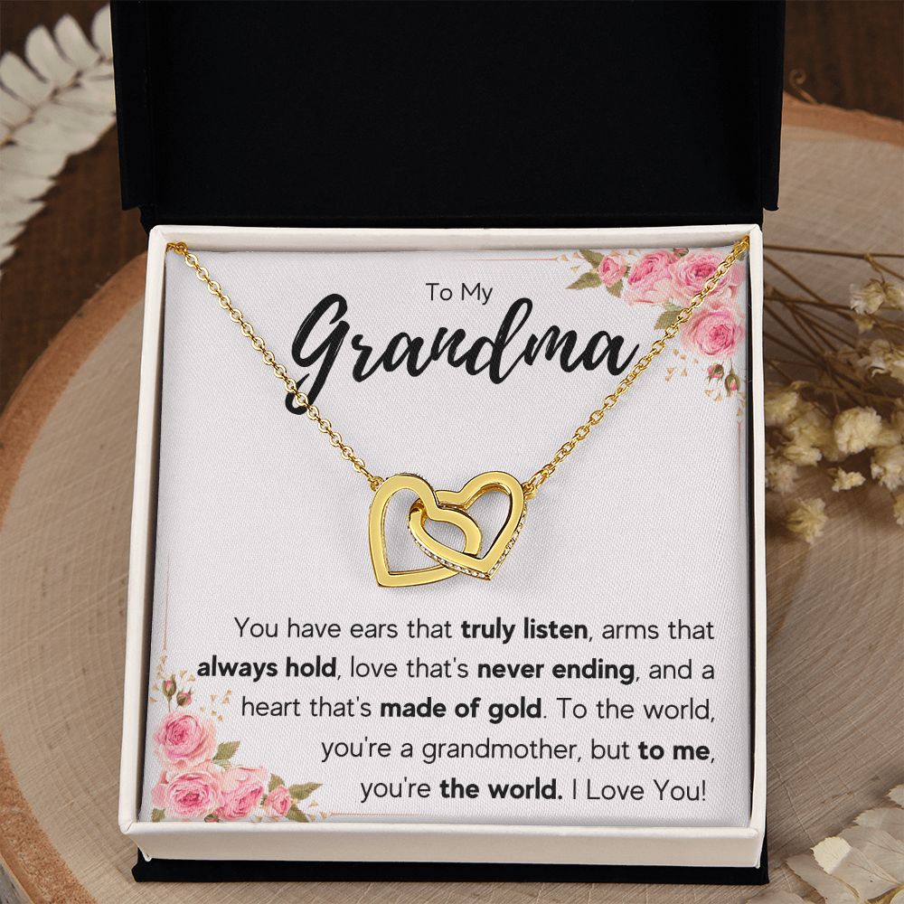 TO MY GRANDMA NEVER ENDING INTERLOCKING HEARTS NECKLACE GIFT SET