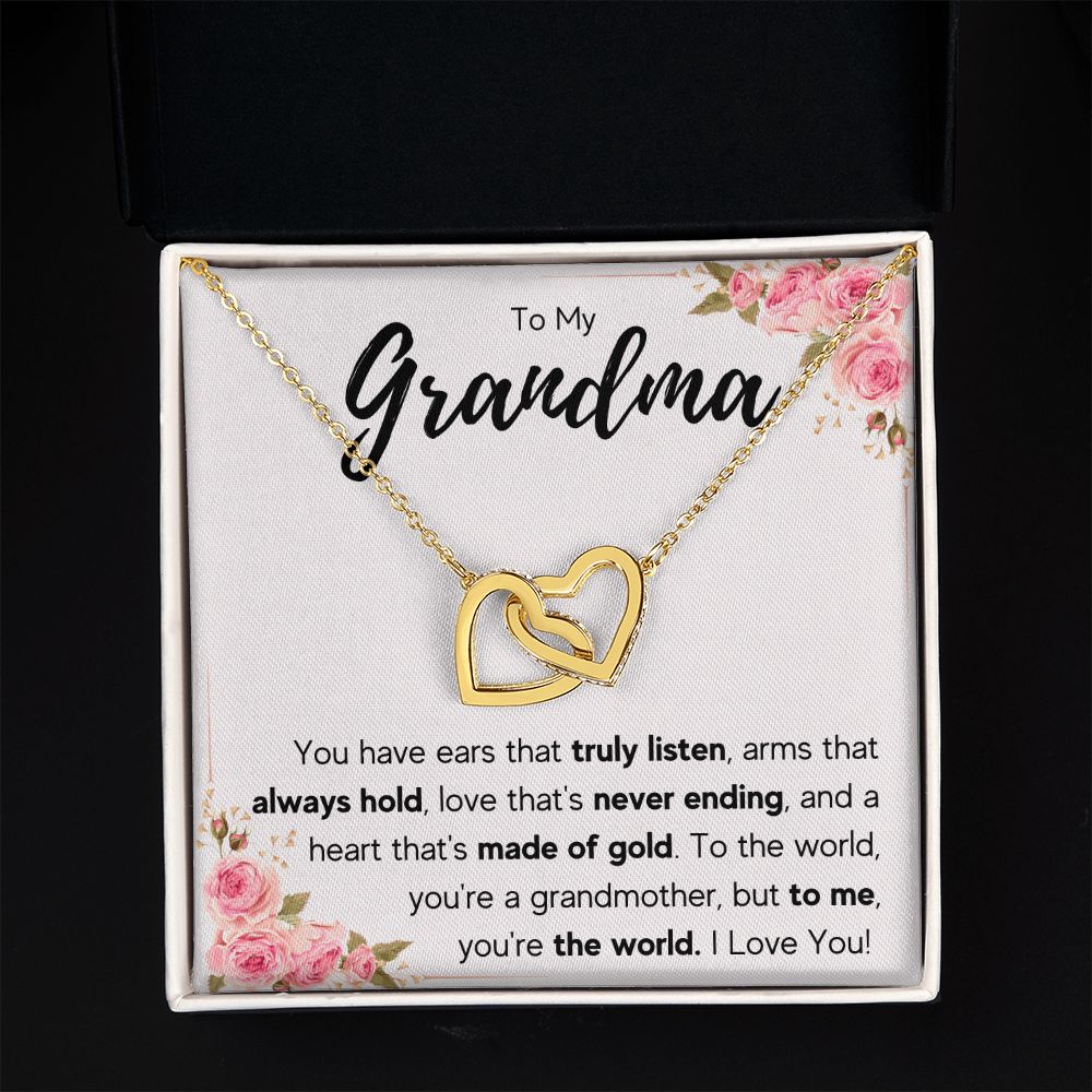 TO MY GRANDMA NEVER ENDING INTERLOCKING HEARTS NECKLACE GIFT SET