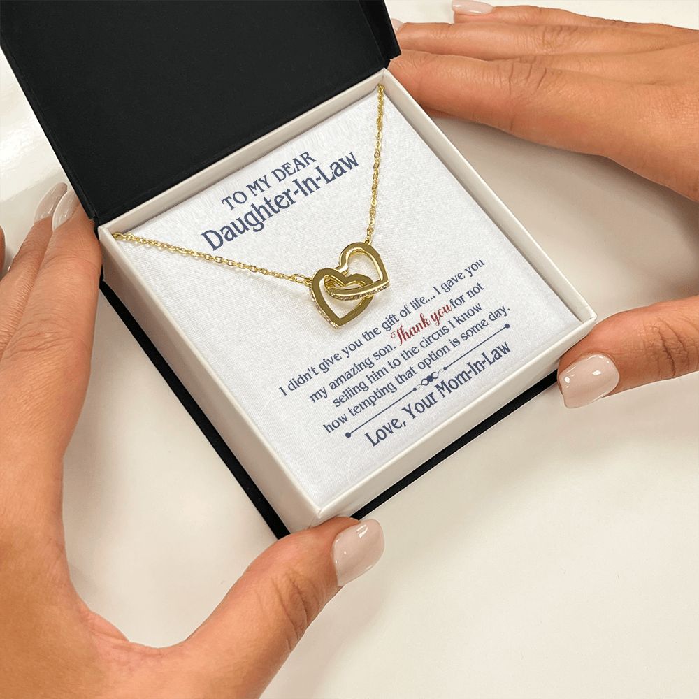 TO MY DAUGHTER IN LAW CIRCUS INTERLOCKING HEARTS NECKLACE GIFT SET