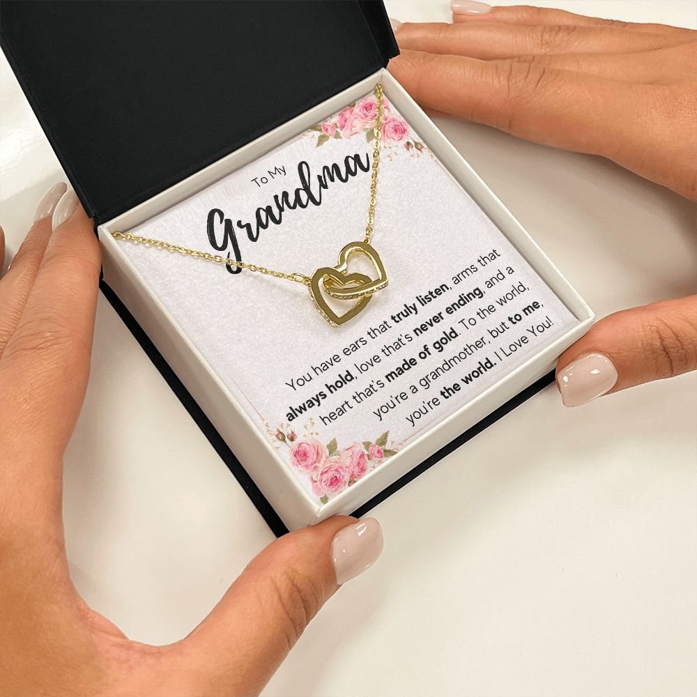 TO MY GRANDMA NEVER ENDING INTERLOCKING HEARTS NECKLACE GIFT SET