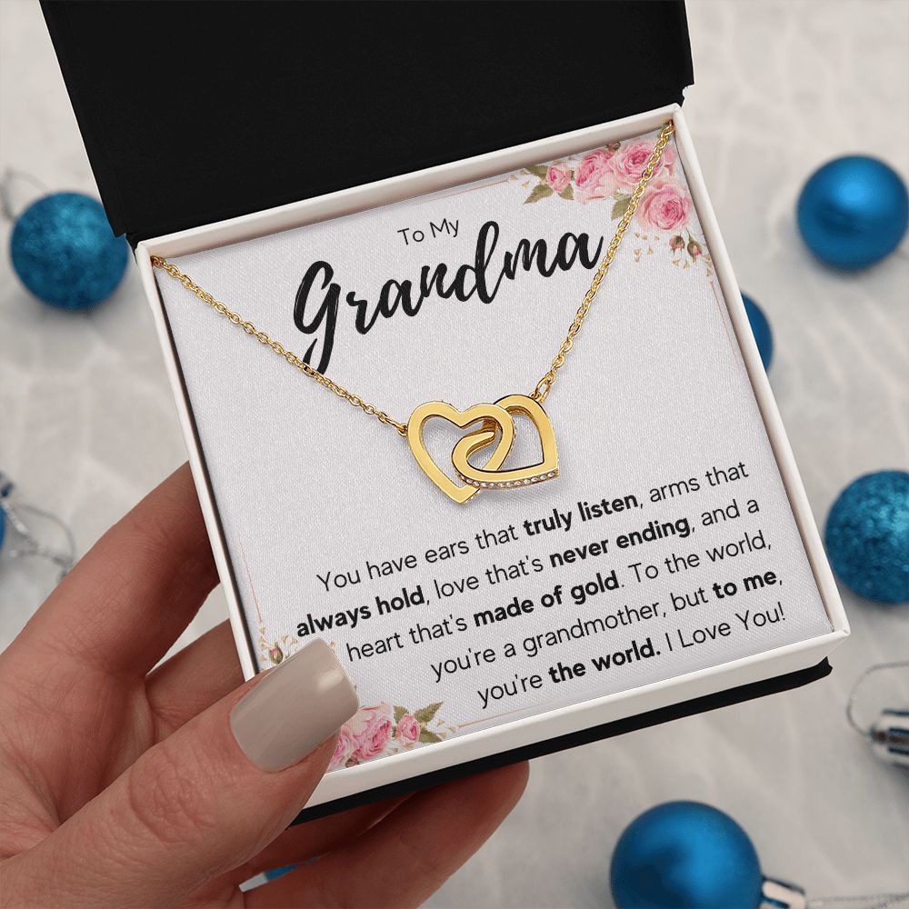 TO MY GRANDMA NEVER ENDING INTERLOCKING HEARTS NECKLACE GIFT SET