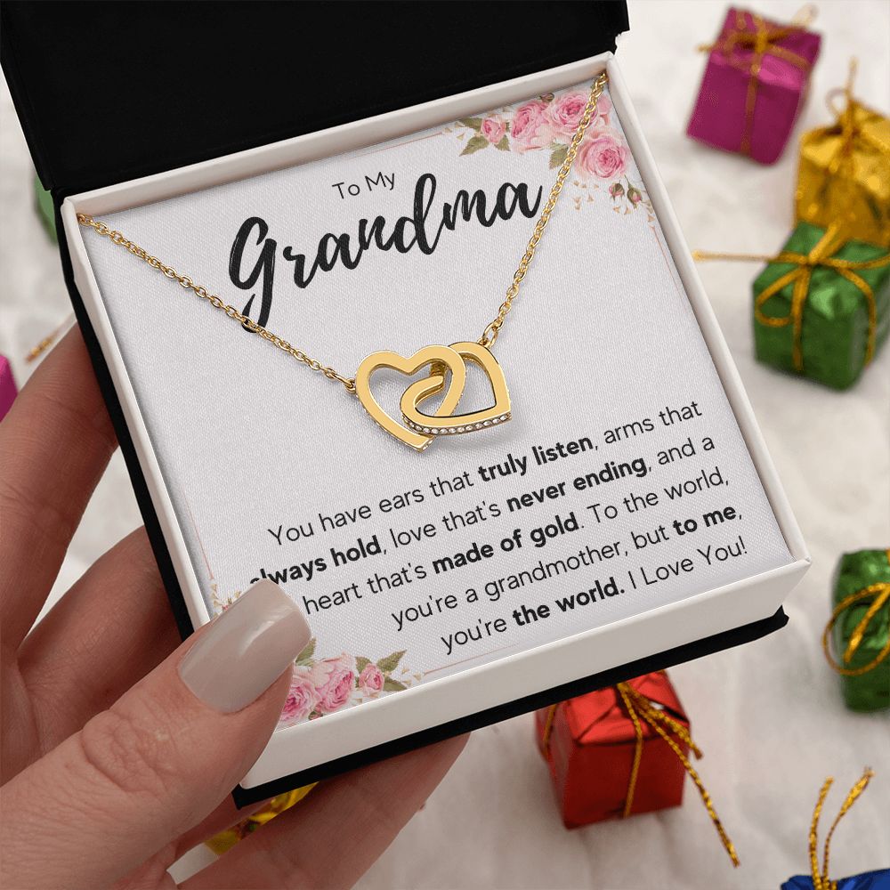 TO MY GRANDMA NEVER ENDING INTERLOCKING HEARTS NECKLACE GIFT SET