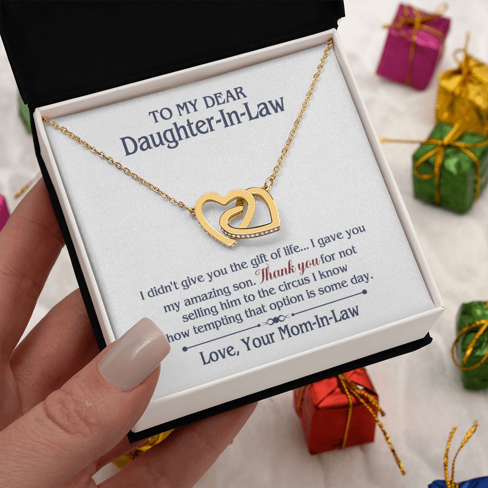 TO MY DAUGHTER IN LAW CIRCUS INTERLOCKING HEARTS NECKLACE GIFT SET