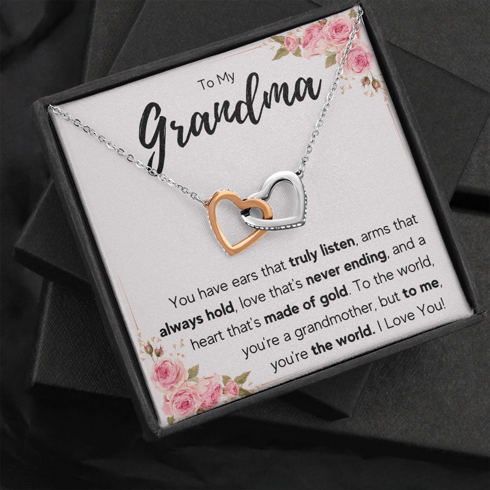 TO MY GRANDMA NEVER ENDING INTERLOCKING HEARTS NECKLACE GIFT SET