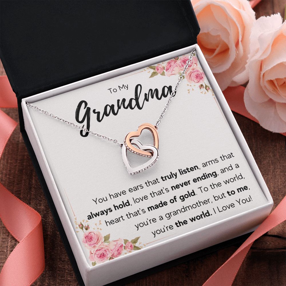 TO MY GRANDMA NEVER ENDING INTERLOCKING HEARTS NECKLACE GIFT SET