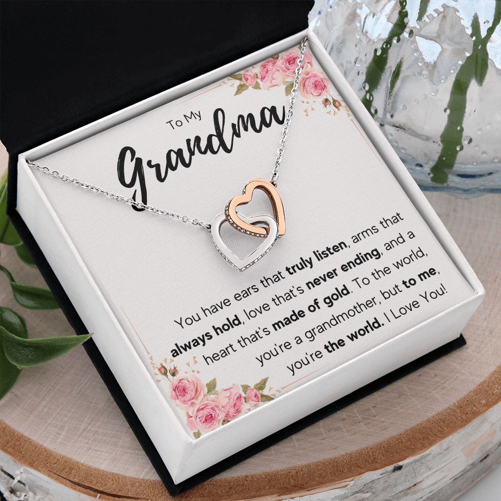 TO MY GRANDMA NEVER ENDING INTERLOCKING HEARTS NECKLACE GIFT SET