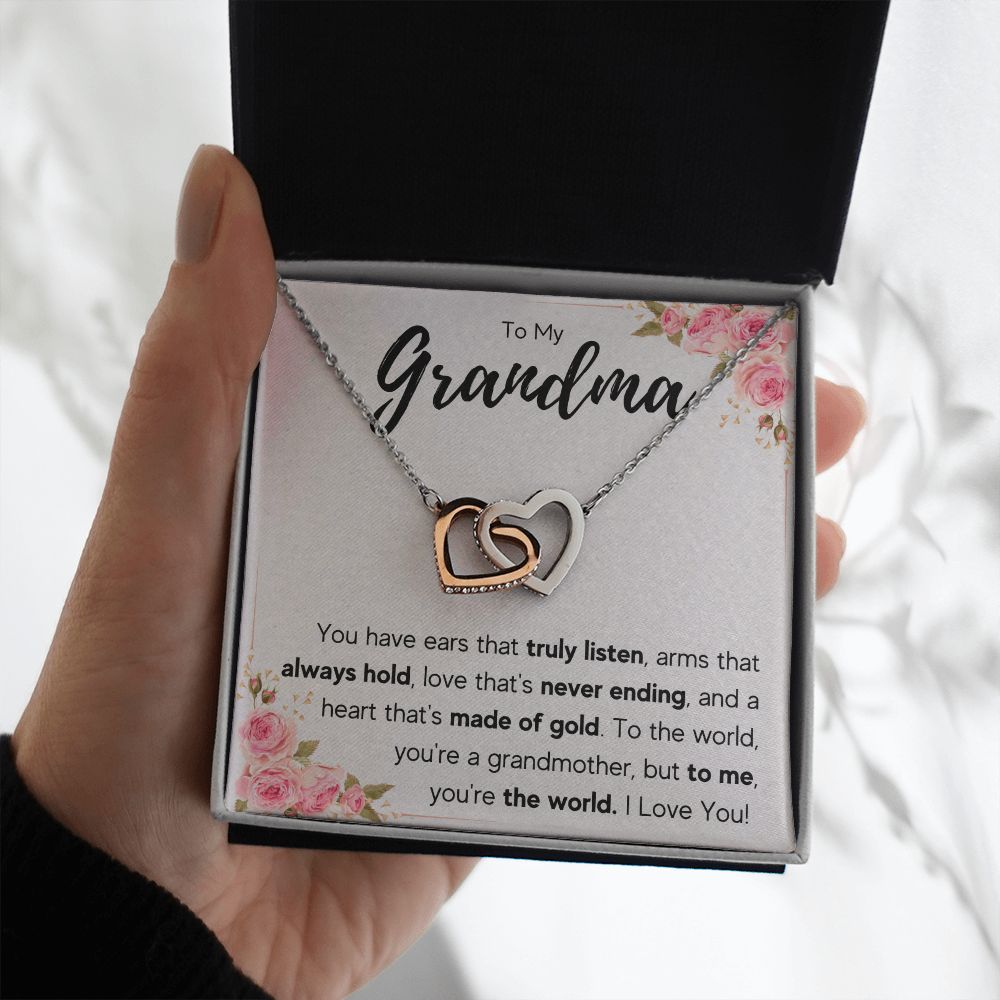 TO MY GRANDMA NEVER ENDING INTERLOCKING HEARTS NECKLACE GIFT SET