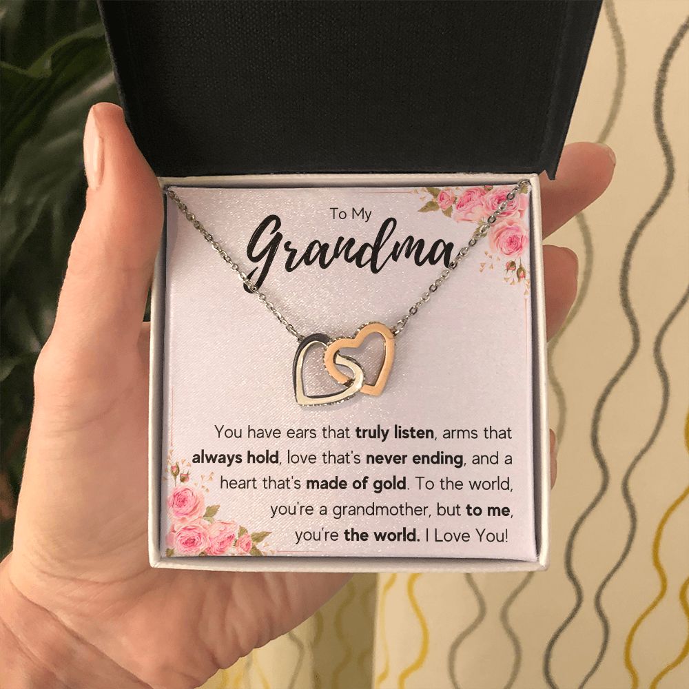 TO MY GRANDMA NEVER ENDING INTERLOCKING HEARTS NECKLACE GIFT SET