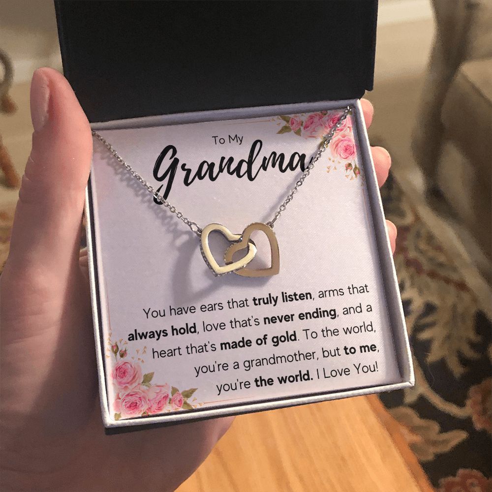 TO MY GRANDMA NEVER ENDING INTERLOCKING HEARTS NECKLACE GIFT SET