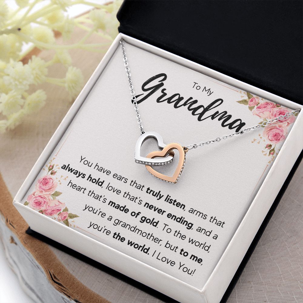 TO MY GRANDMA NEVER ENDING INTERLOCKING HEARTS NECKLACE GIFT SET