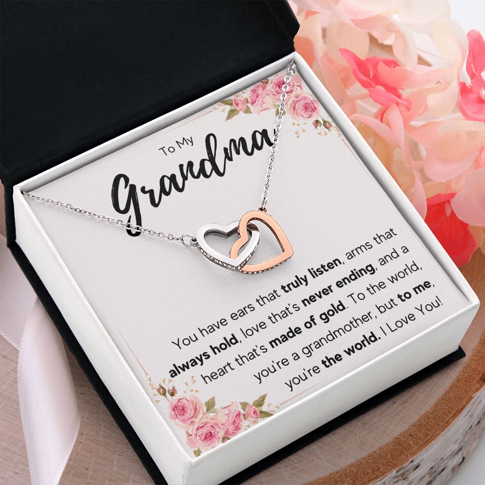 TO MY GRANDMA NEVER ENDING INTERLOCKING HEARTS NECKLACE GIFT SET