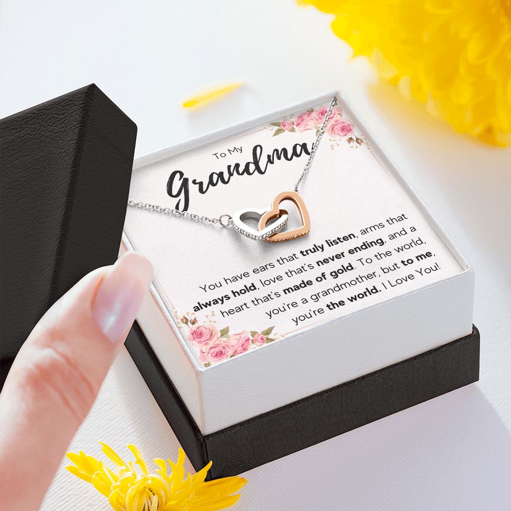 TO MY GRANDMA NEVER ENDING INTERLOCKING HEARTS NECKLACE GIFT SET
