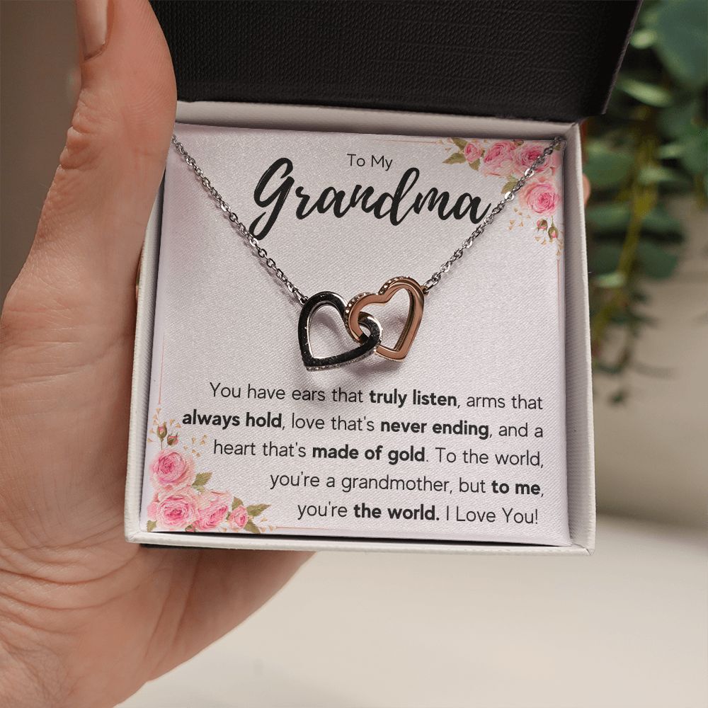 TO MY GRANDMA NEVER ENDING INTERLOCKING HEARTS NECKLACE GIFT SET