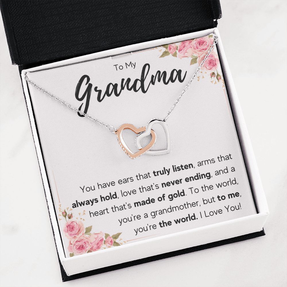 TO MY GRANDMA NEVER ENDING INTERLOCKING HEARTS NECKLACE GIFT SET