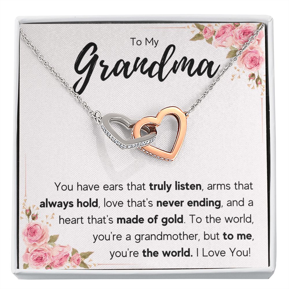 TO MY GRANDMA NEVER ENDING INTERLOCKING HEARTS NECKLACE GIFT SET