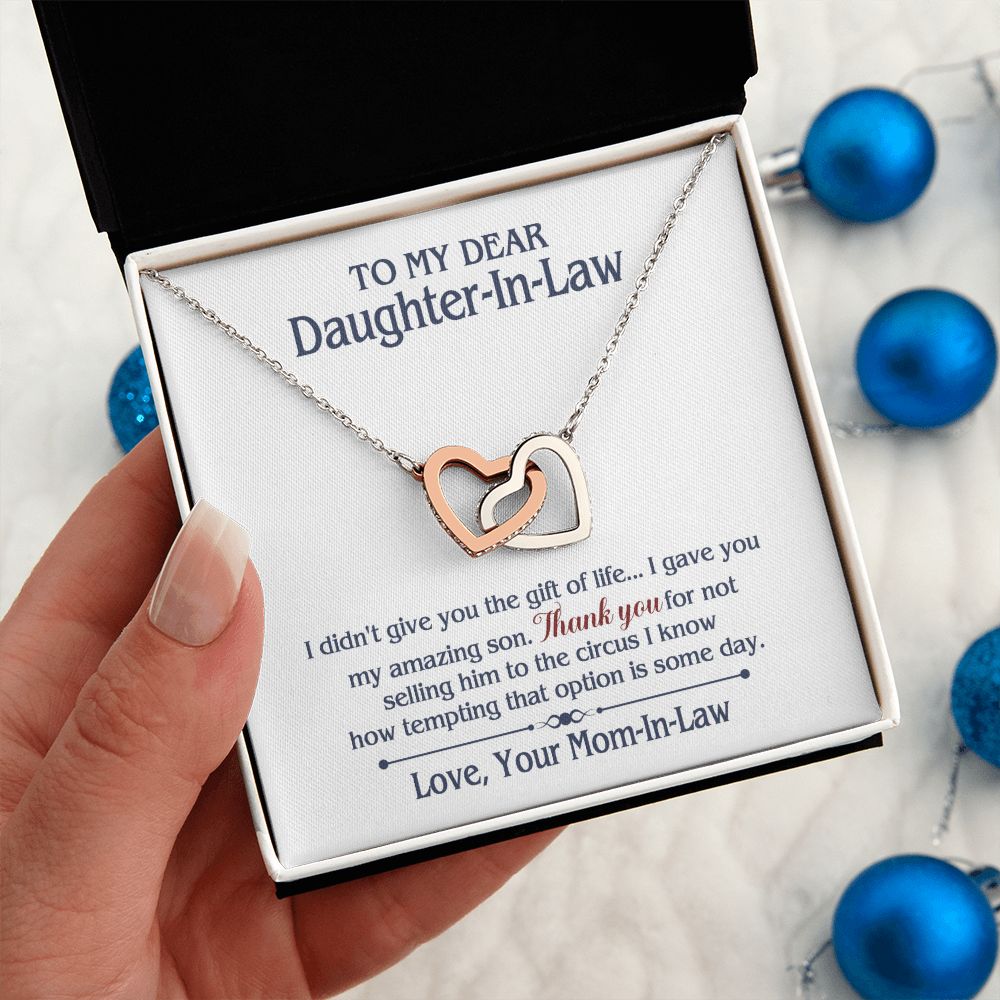 TO MY DAUGHTER IN LAW CIRCUS INTERLOCKING HEARTS NECKLACE GIFT SET
