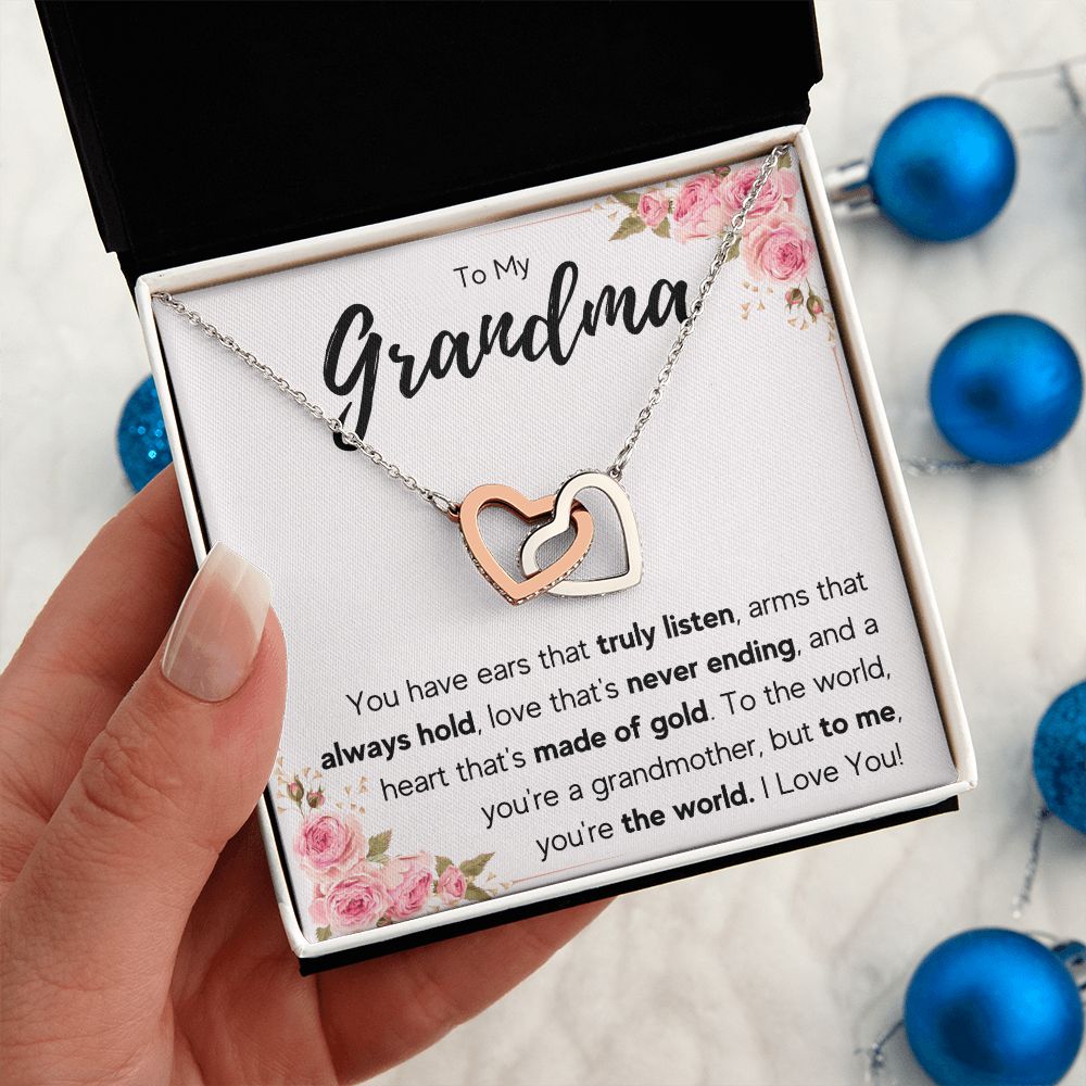 TO MY GRANDMA NEVER ENDING INTERLOCKING HEARTS NECKLACE GIFT SET
