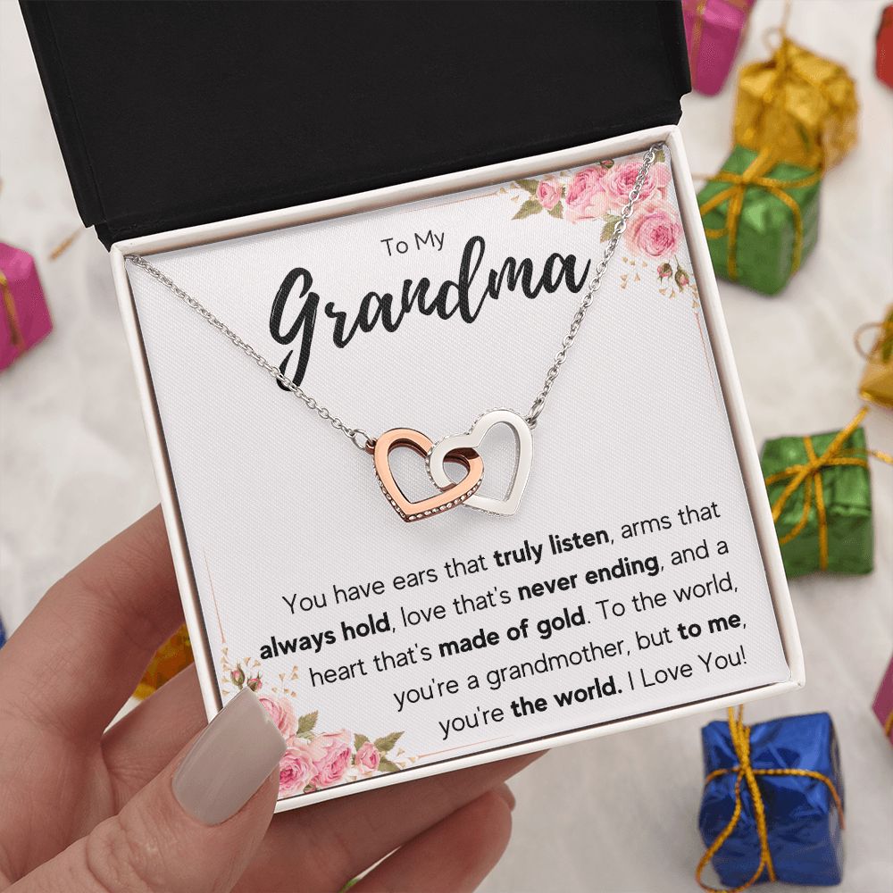 TO MY GRANDMA NEVER ENDING INTERLOCKING HEARTS NECKLACE GIFT SET