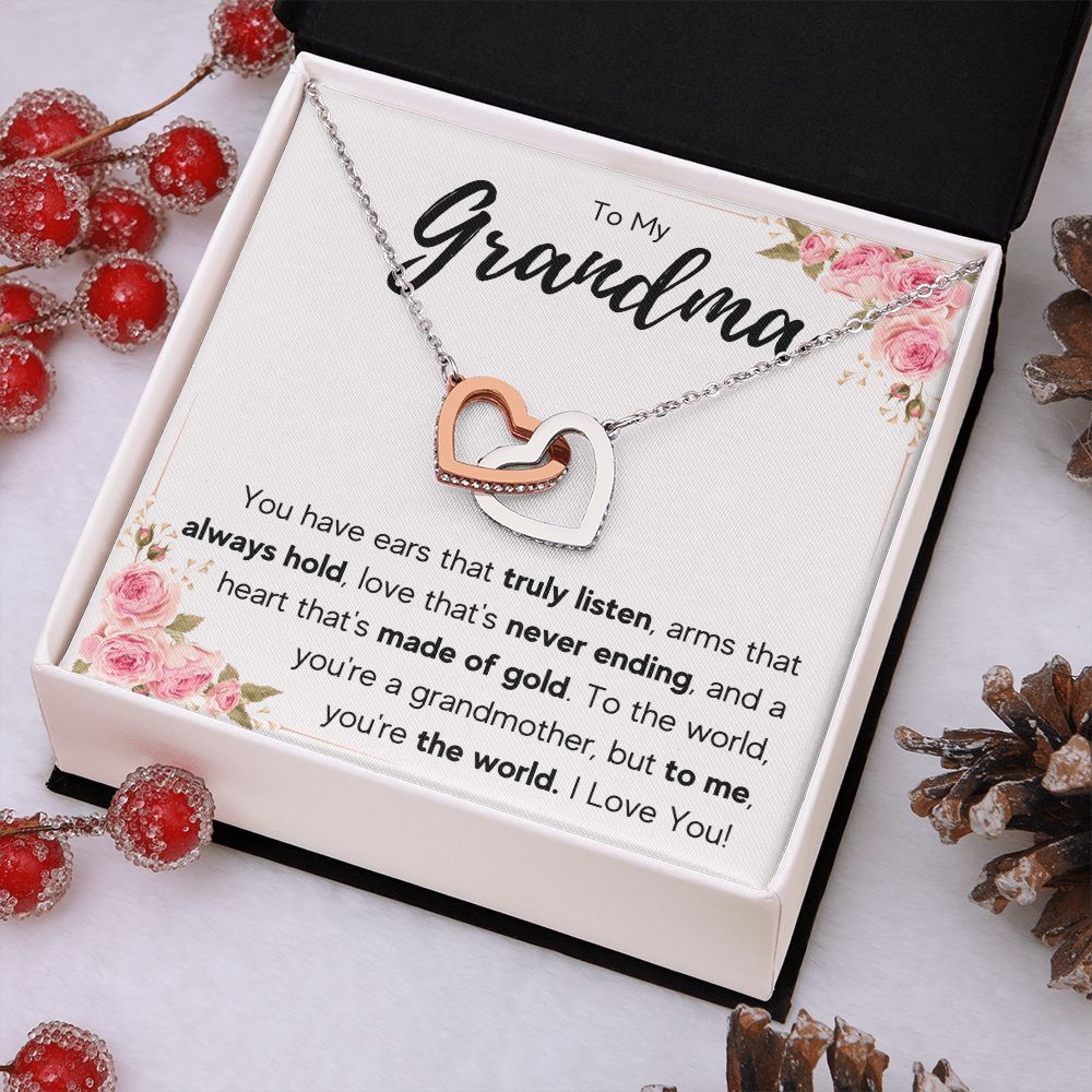 TO MY GRANDMA NEVER ENDING INTERLOCKING HEARTS NECKLACE GIFT SET