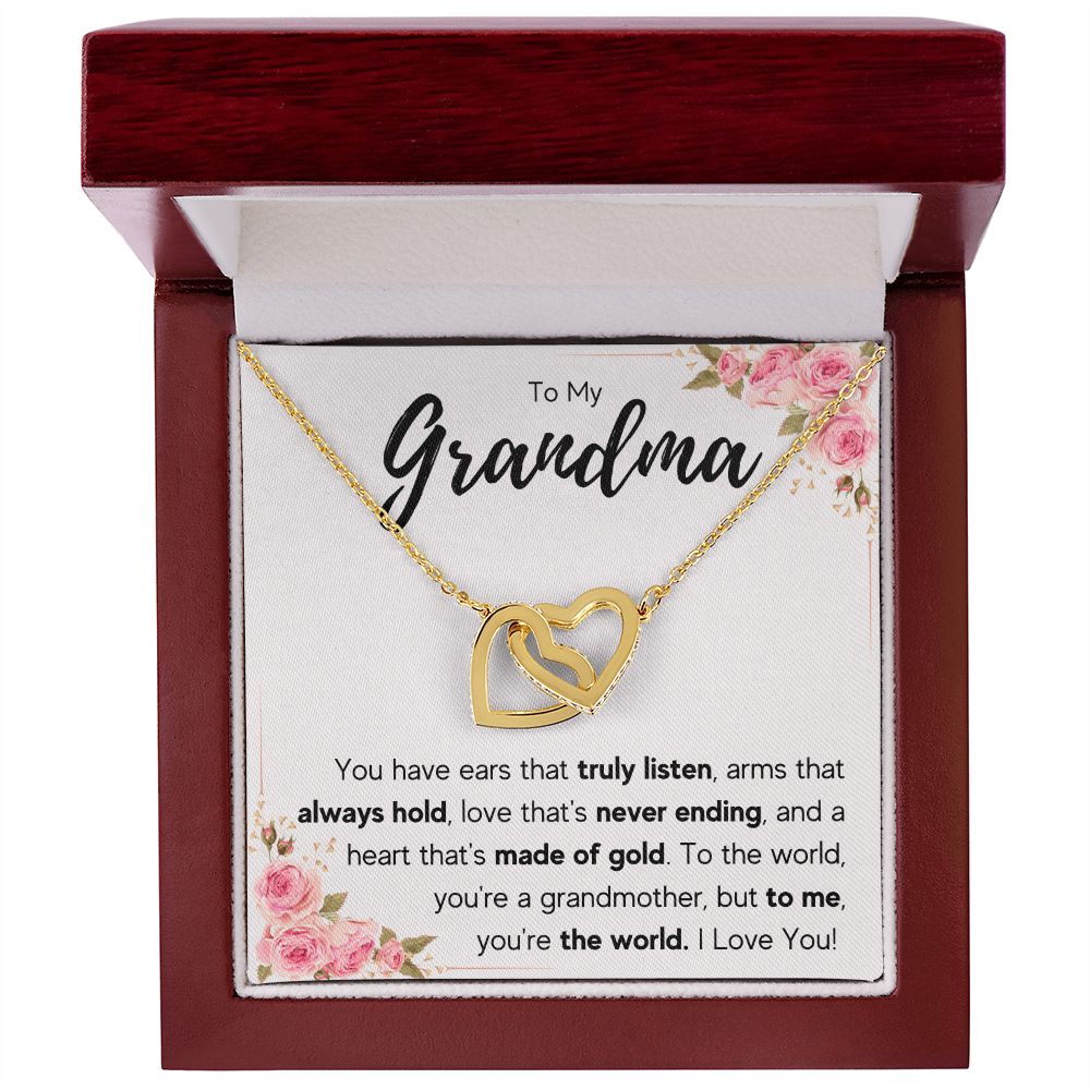 TO MY GRANDMA NEVER ENDING INTERLOCKING HEARTS NECKLACE GIFT SET