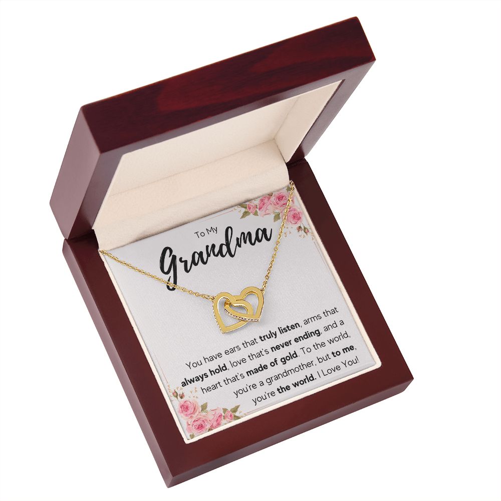 TO MY GRANDMA NEVER ENDING INTERLOCKING HEARTS NECKLACE GIFT SET