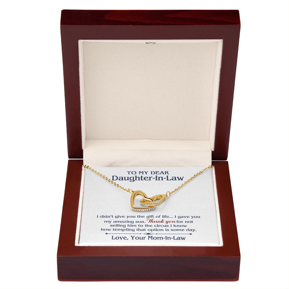 TO MY DAUGHTER IN LAW CIRCUS INTERLOCKING HEARTS NECKLACE GIFT SET