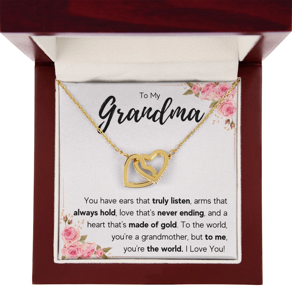 TO MY GRANDMA NEVER ENDING INTERLOCKING HEARTS NECKLACE GIFT SET
