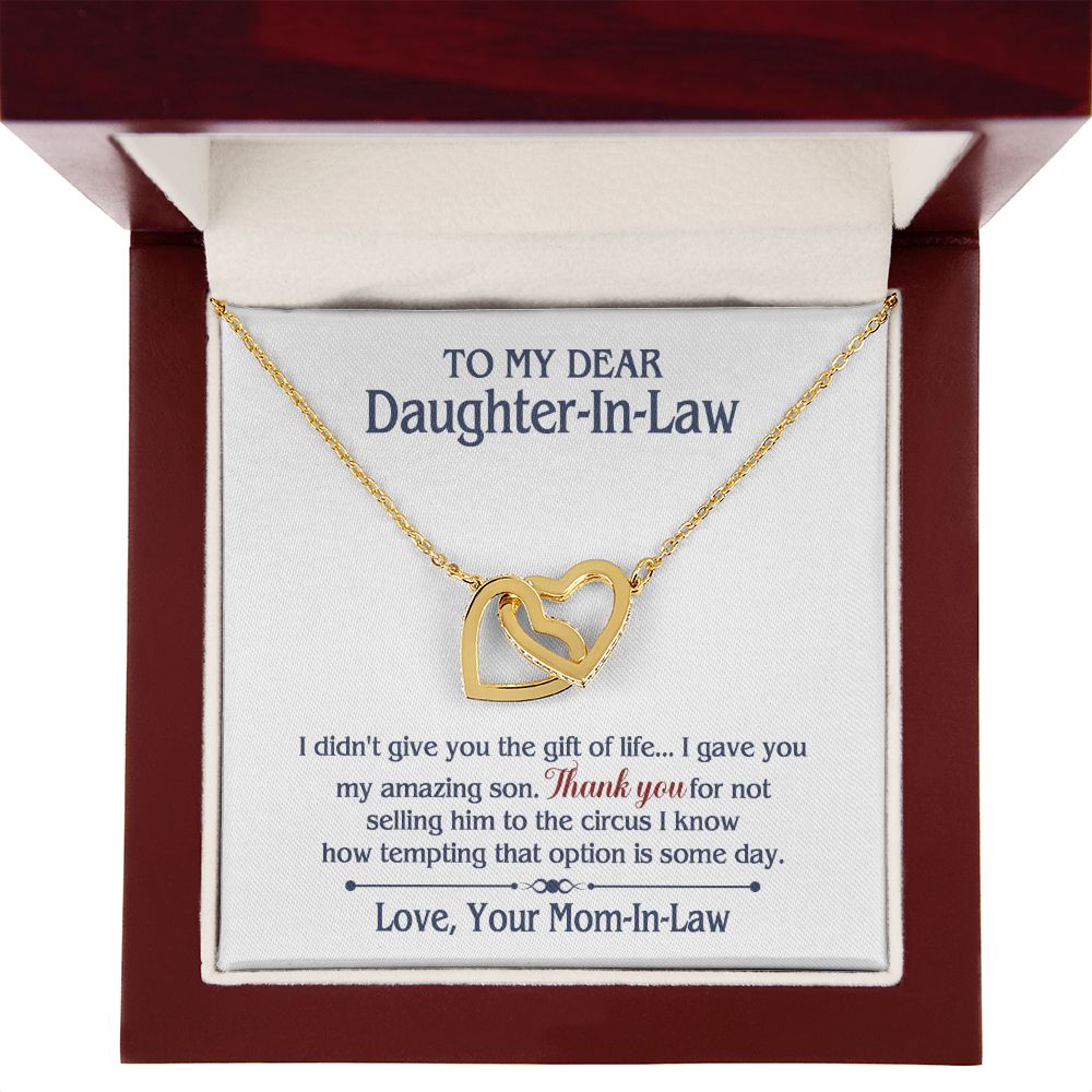TO MY DAUGHTER IN LAW CIRCUS INTERLOCKING HEARTS NECKLACE GIFT SET