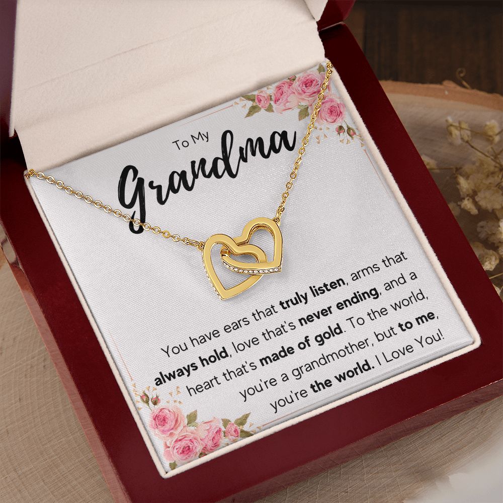 TO MY GRANDMA NEVER ENDING INTERLOCKING HEARTS NECKLACE GIFT SET