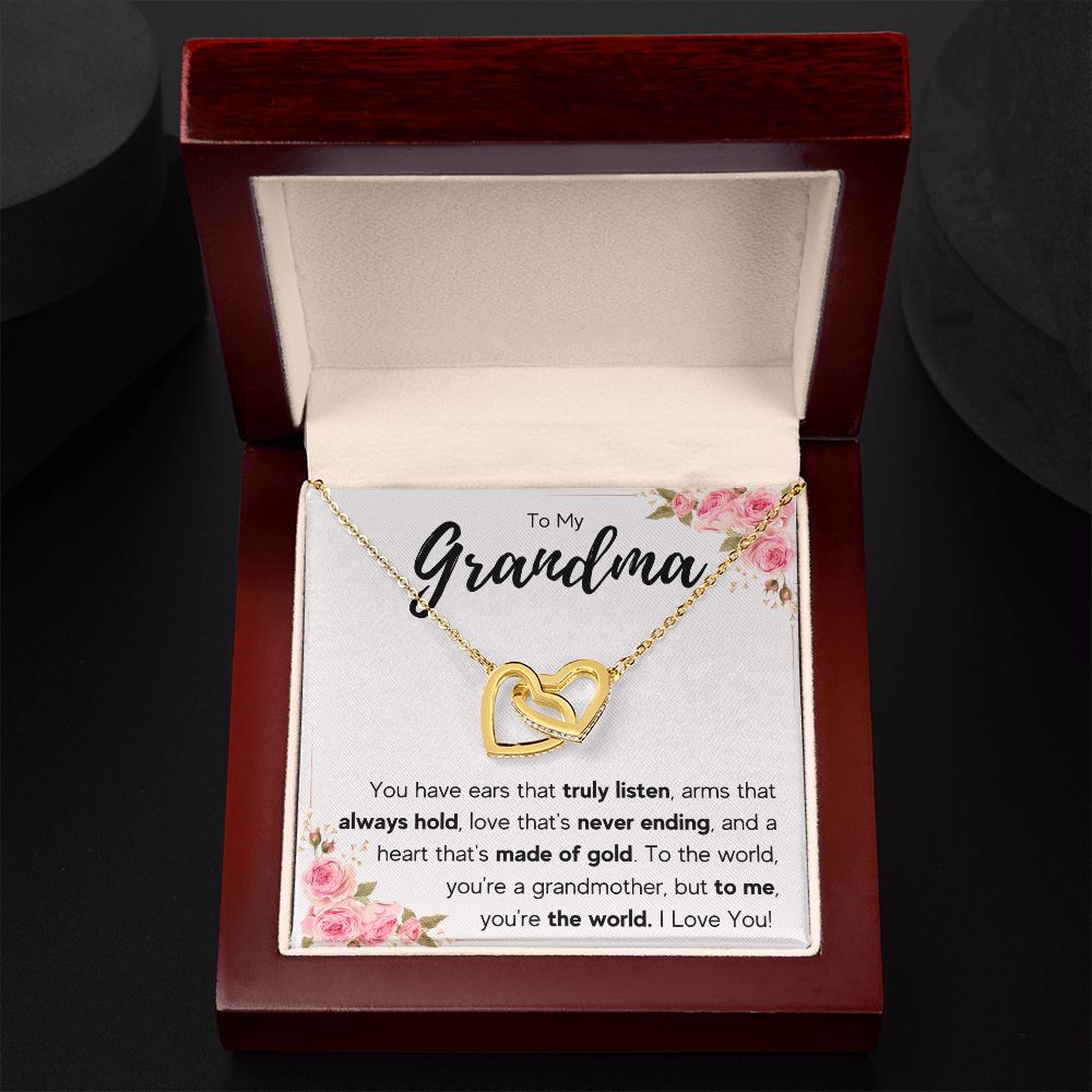 TO MY GRANDMA NEVER ENDING INTERLOCKING HEARTS NECKLACE GIFT SET