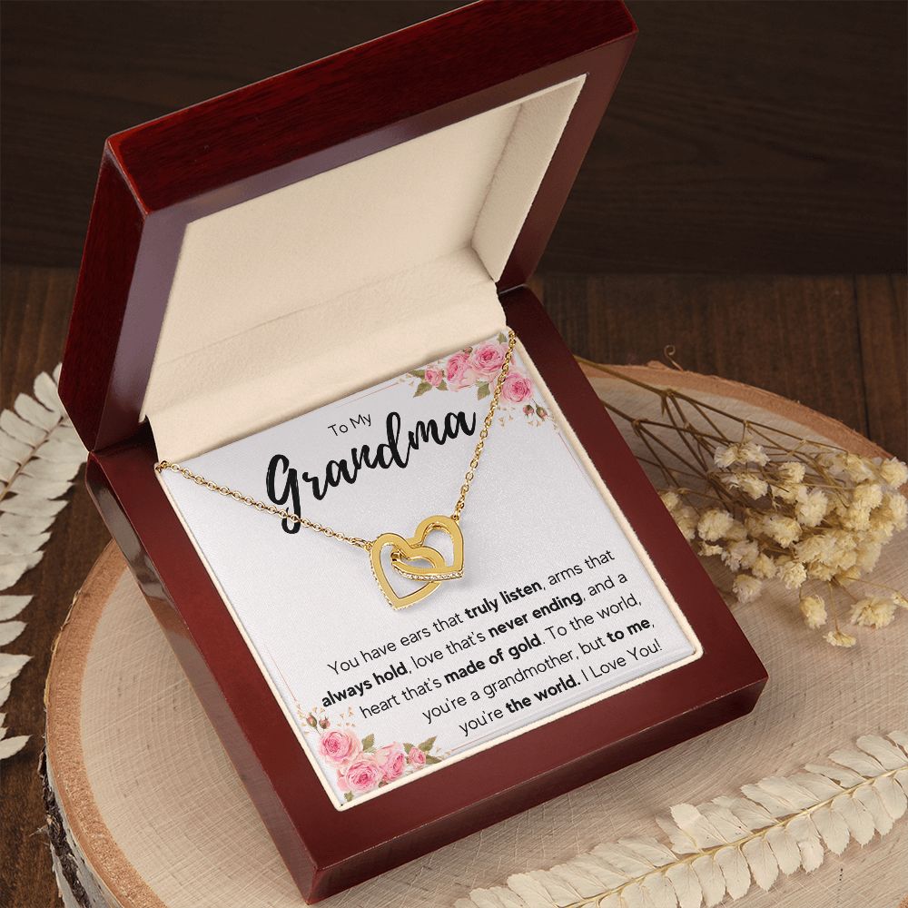 TO MY GRANDMA NEVER ENDING INTERLOCKING HEARTS NECKLACE GIFT SET