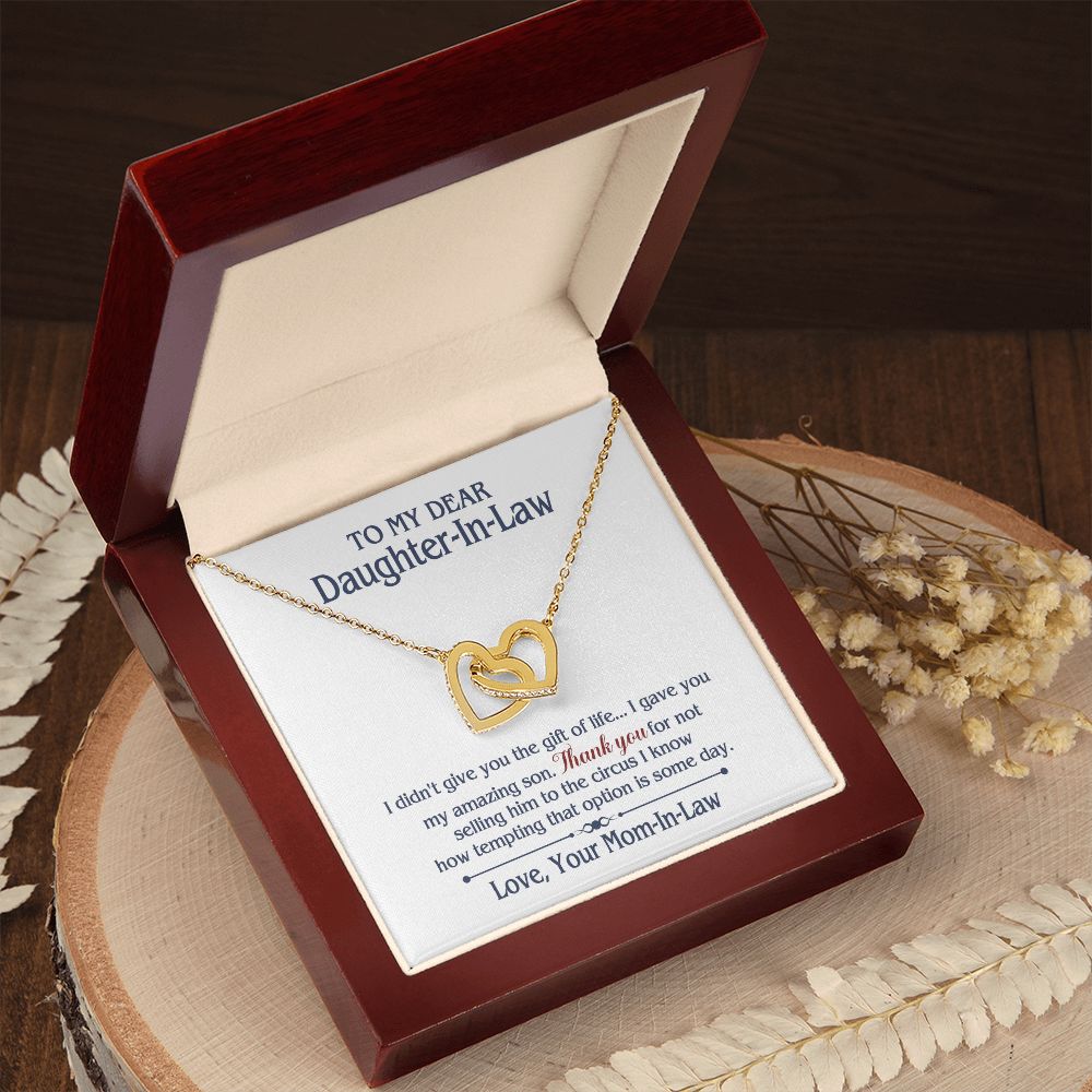TO MY DAUGHTER IN LAW CIRCUS INTERLOCKING HEARTS NECKLACE GIFT SET