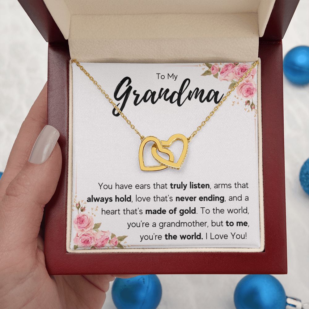 TO MY GRANDMA NEVER ENDING INTERLOCKING HEARTS NECKLACE GIFT SET