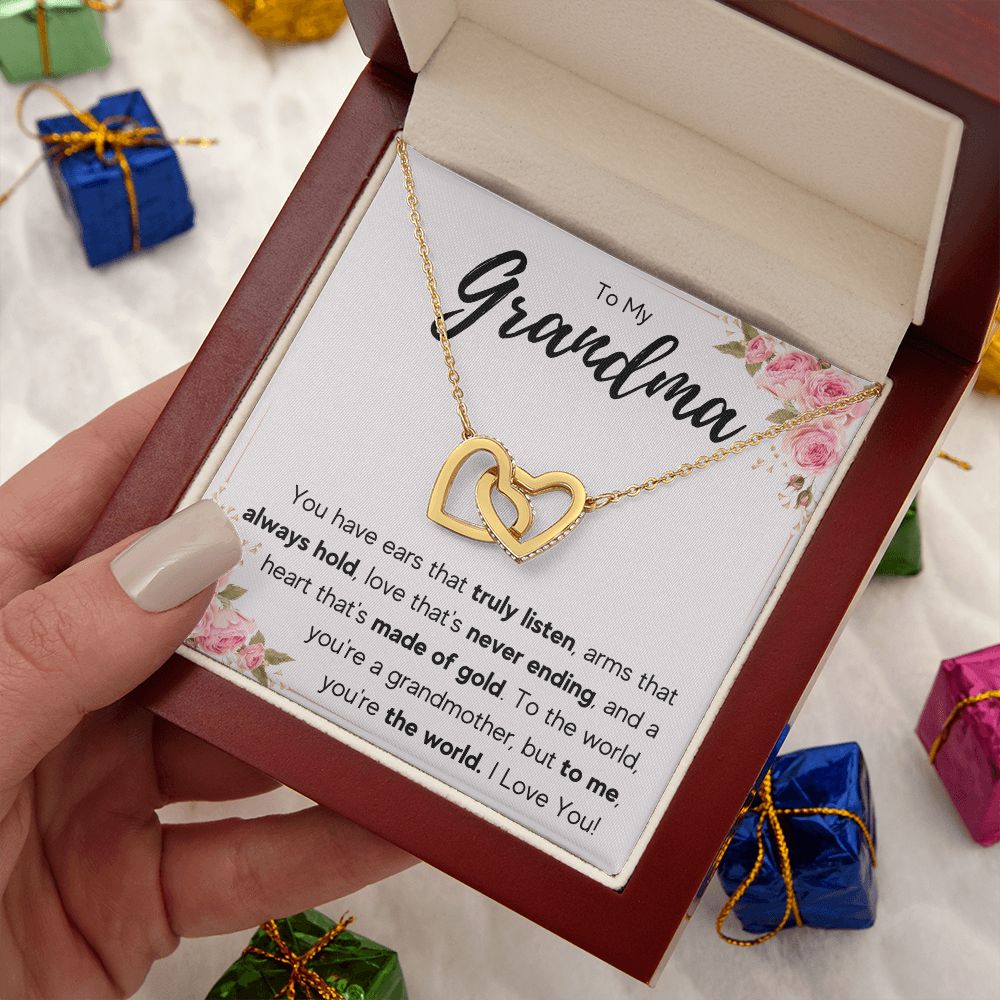 TO MY GRANDMA NEVER ENDING INTERLOCKING HEARTS NECKLACE GIFT SET