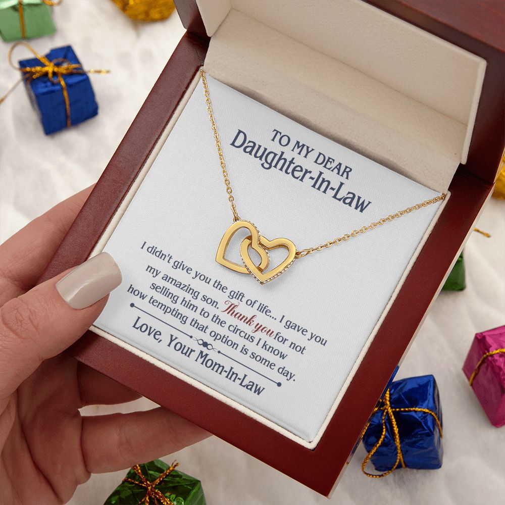 TO MY DAUGHTER IN LAW CIRCUS INTERLOCKING HEARTS NECKLACE GIFT SET
