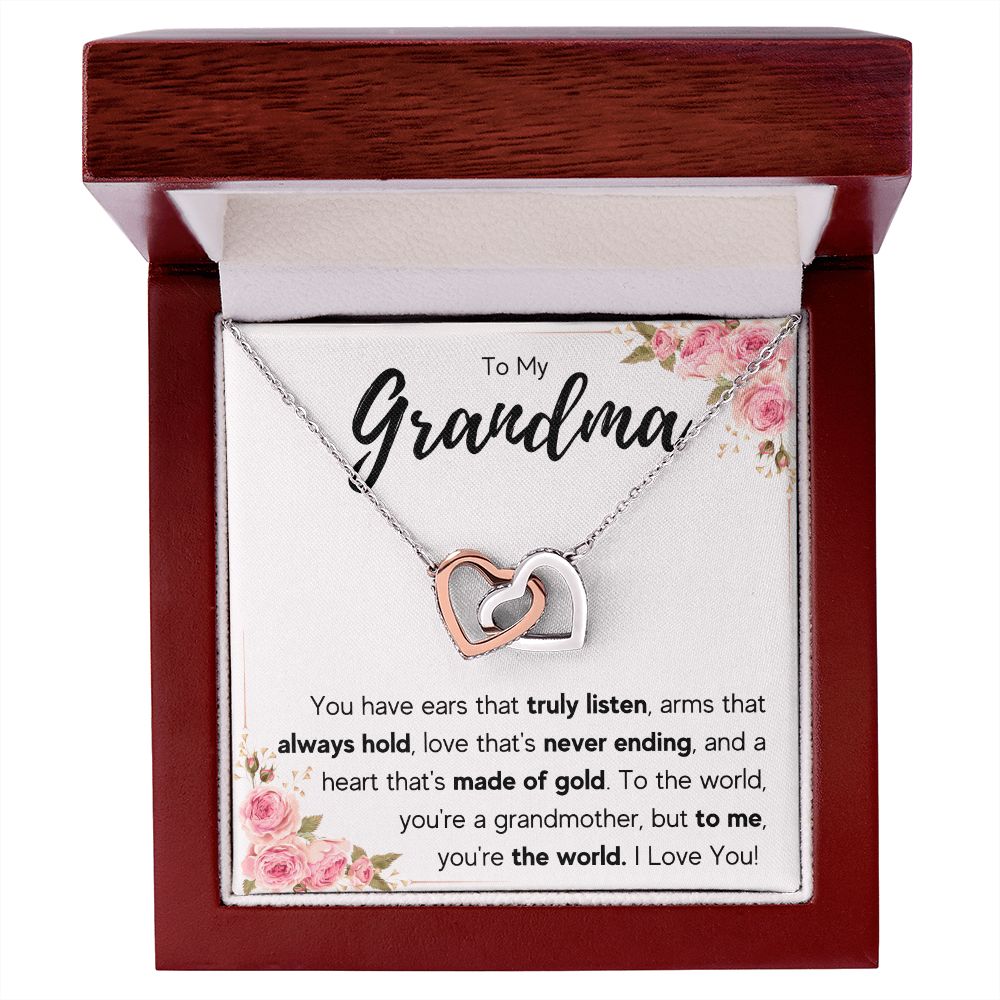 TO MY GRANDMA NEVER ENDING INTERLOCKING HEARTS NECKLACE GIFT SET
