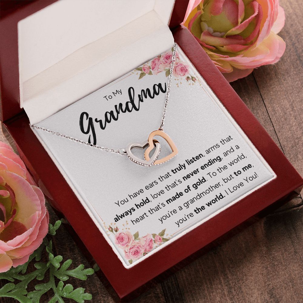 TO MY GRANDMA NEVER ENDING INTERLOCKING HEARTS NECKLACE GIFT SET