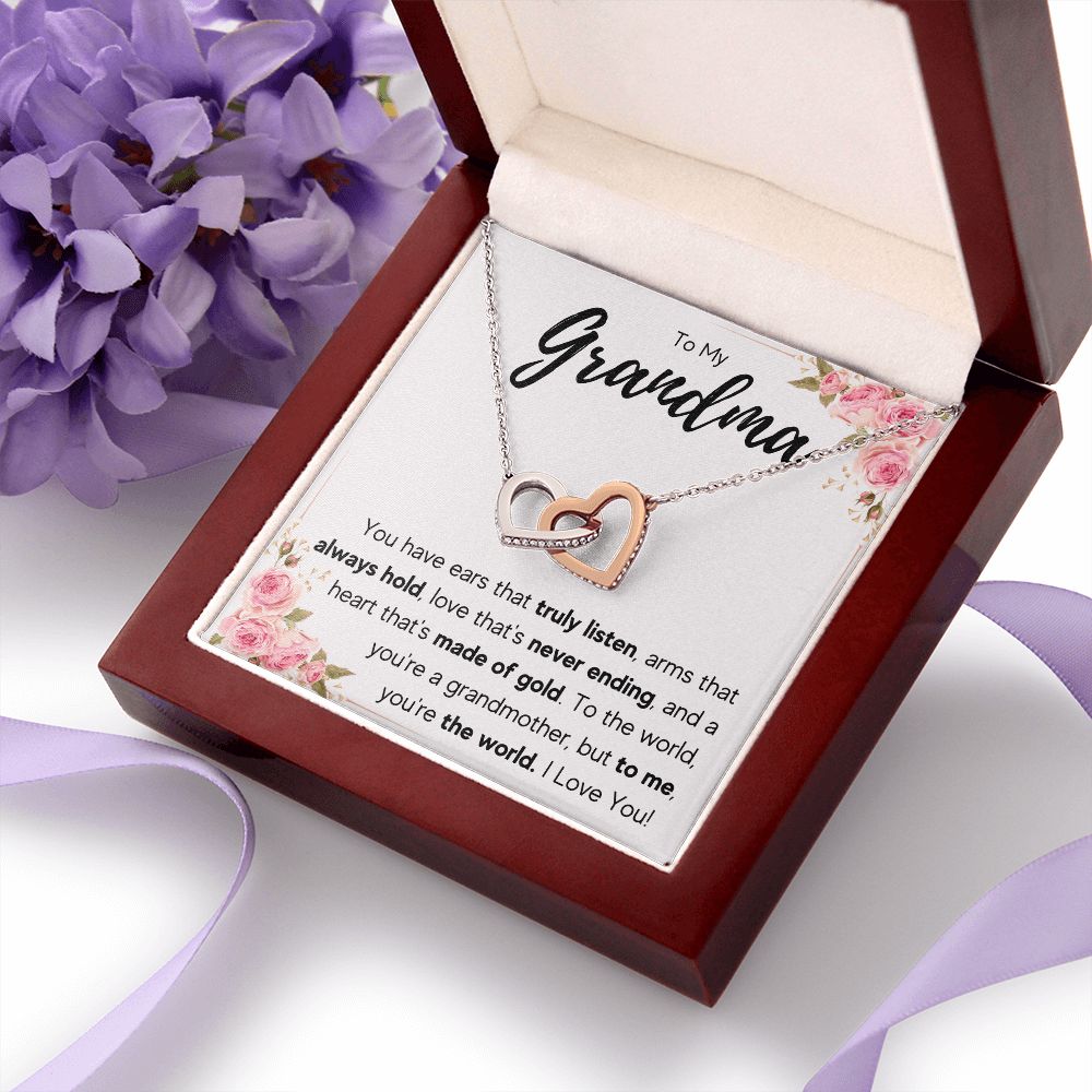 TO MY GRANDMA NEVER ENDING INTERLOCKING HEARTS NECKLACE GIFT SET