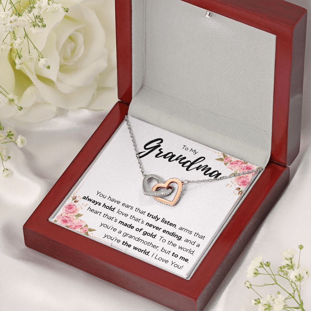 TO MY GRANDMA NEVER ENDING INTERLOCKING HEARTS NECKLACE GIFT SET