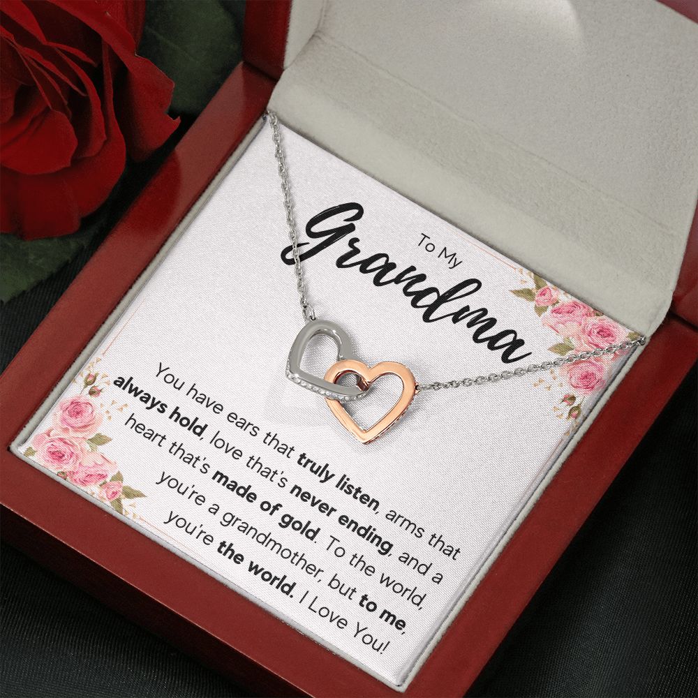 TO MY GRANDMA NEVER ENDING INTERLOCKING HEARTS NECKLACE GIFT SET