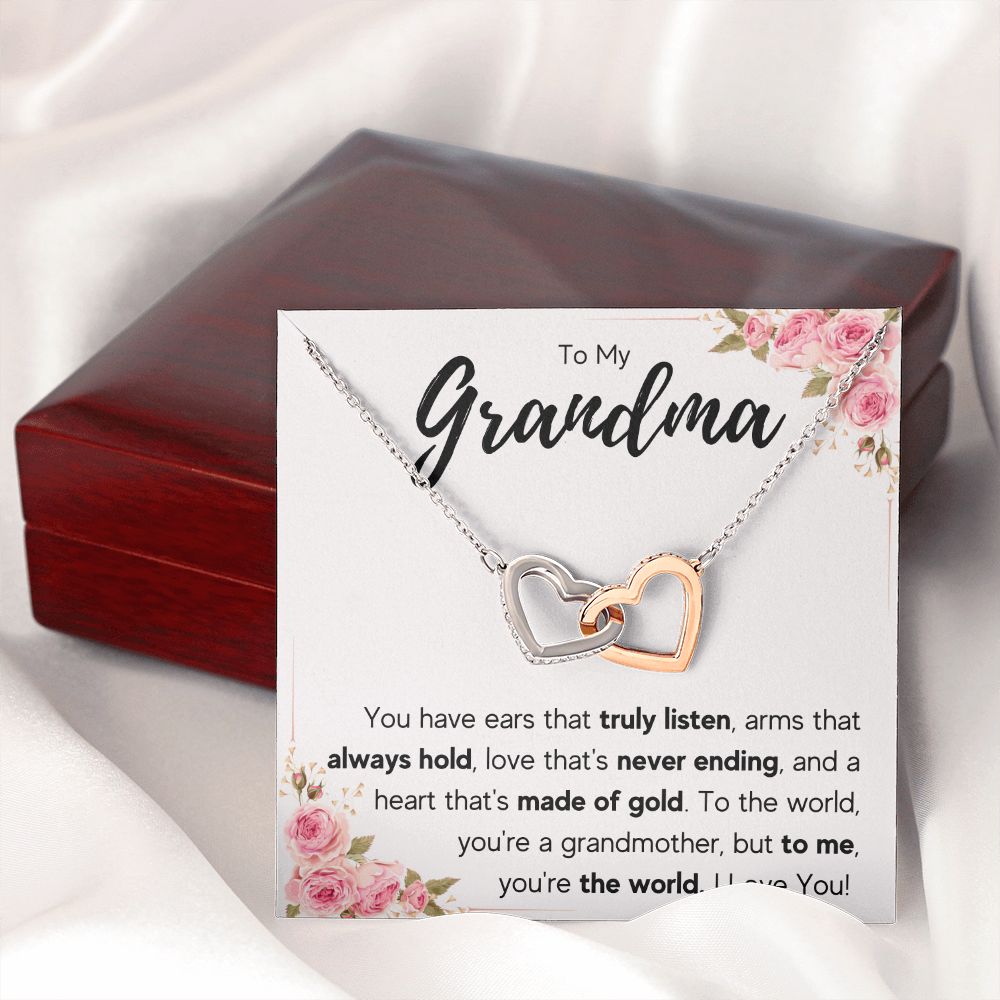 TO MY GRANDMA NEVER ENDING INTERLOCKING HEARTS NECKLACE GIFT SET