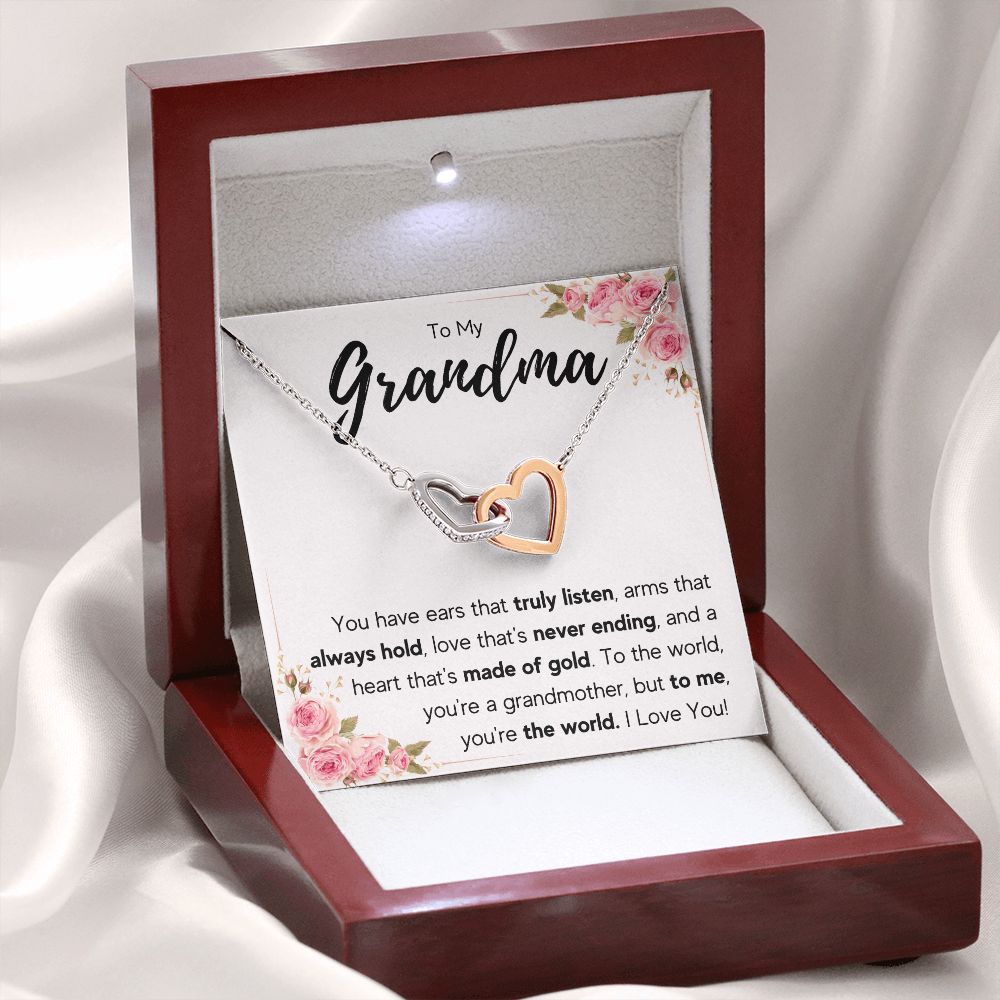 TO MY GRANDMA NEVER ENDING INTERLOCKING HEARTS NECKLACE GIFT SET