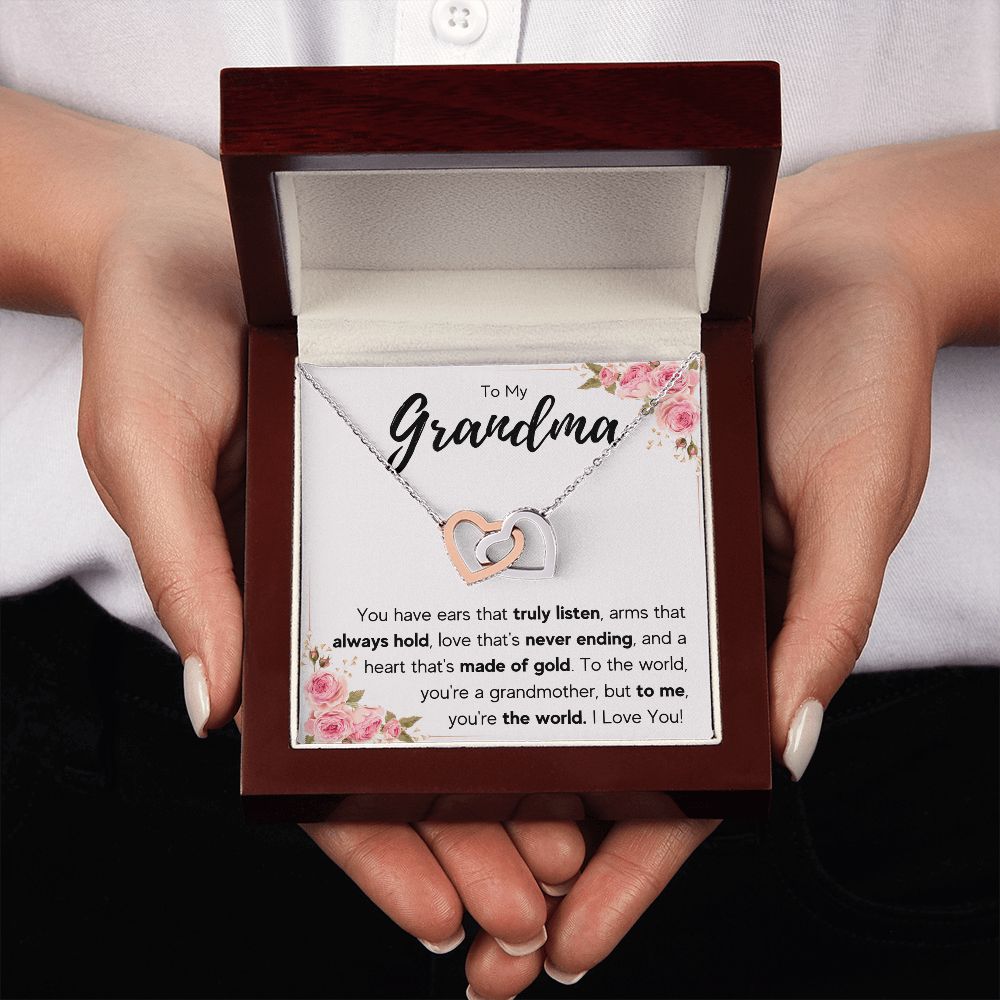 TO MY GRANDMA NEVER ENDING INTERLOCKING HEARTS NECKLACE GIFT SET
