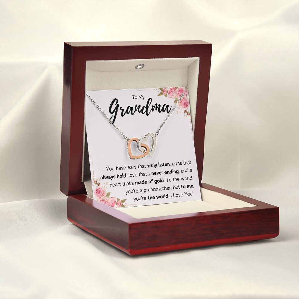 TO MY GRANDMA NEVER ENDING INTERLOCKING HEARTS NECKLACE GIFT SET
