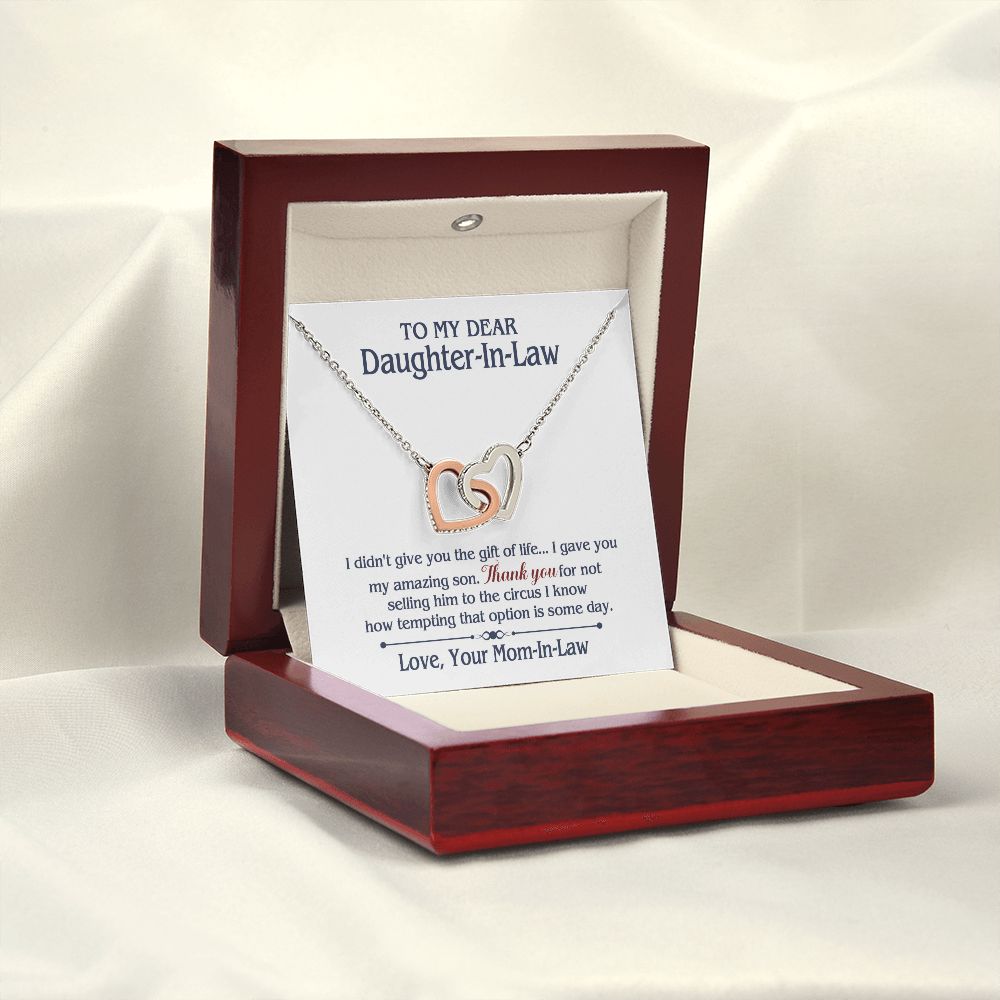 TO MY DAUGHTER IN LAW CIRCUS INTERLOCKING HEARTS NECKLACE GIFT SET