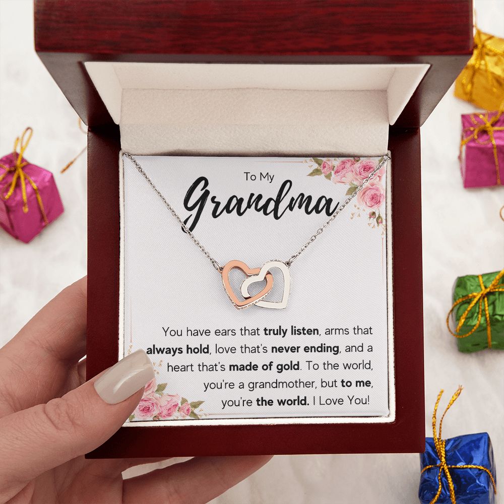 TO MY GRANDMA NEVER ENDING INTERLOCKING HEARTS NECKLACE GIFT SET